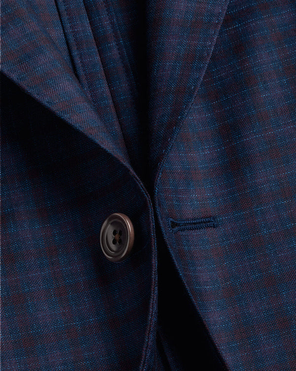 Italian Luxury Check Jacket - Indigo Blue