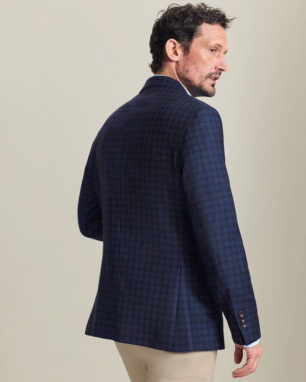 Italian Luxury Check Jacket - Indigo Blue