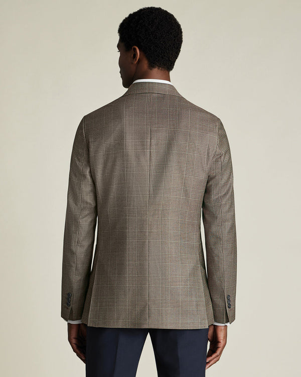 Luxury Italian Check Jacket - Mocha
