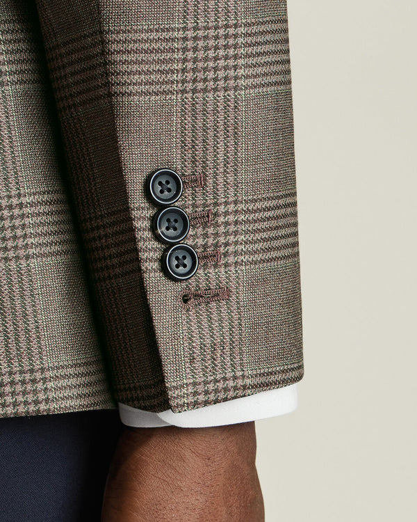 Luxury Italian Check Jacket - Mocha