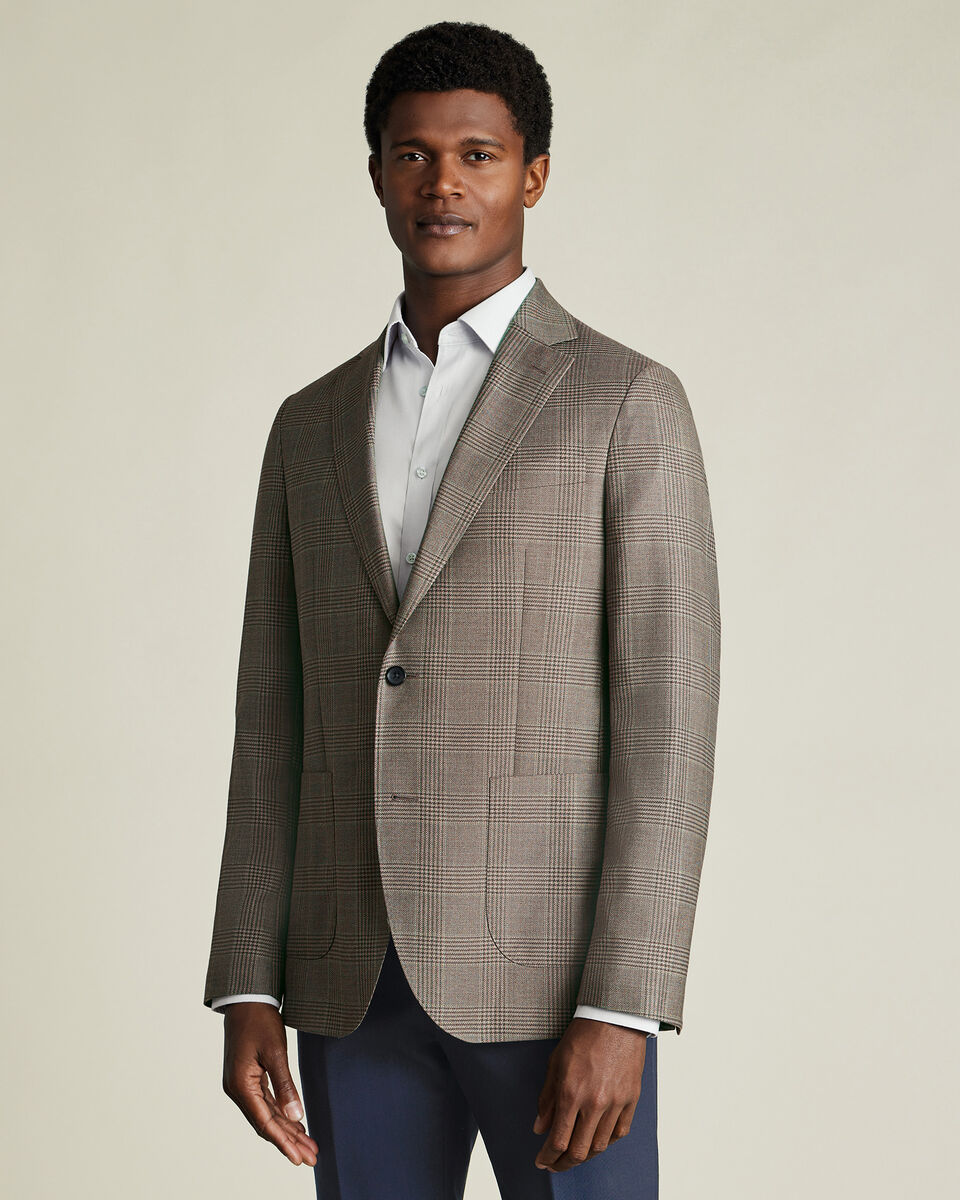 Luxury Italian Check Jacket - Mocha