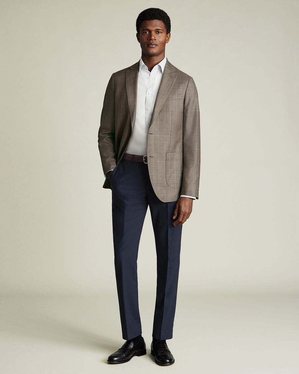 Luxury Italian Check Jacket - Mocha