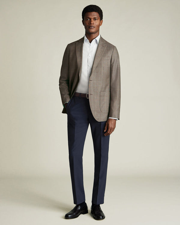 Luxury Italian Check Jacket - Mocha