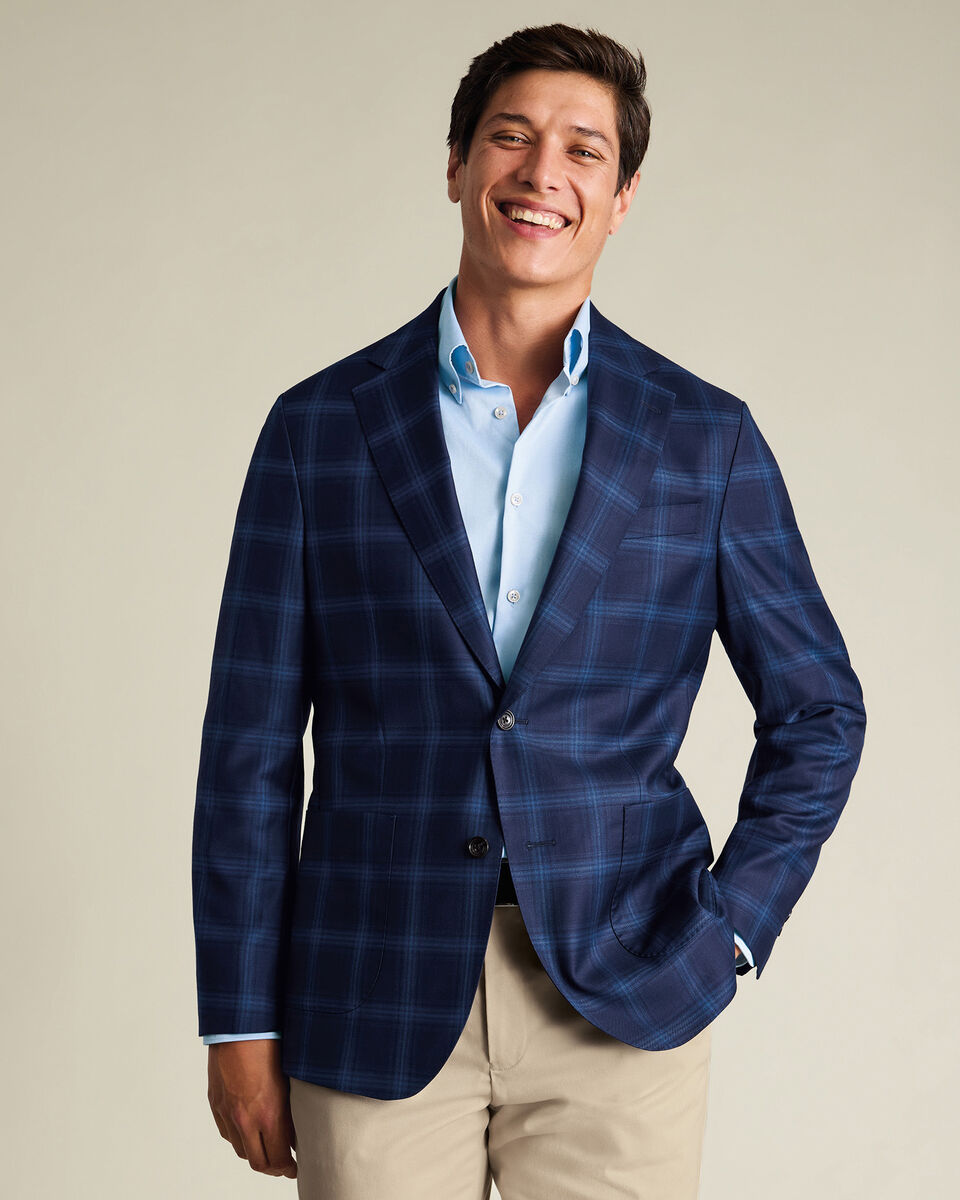 Italian Luxury Check Jacket – French Navy Main image