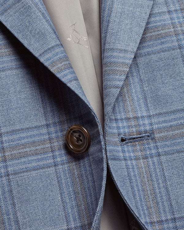 Italian Luxury Check Jacket – Mid Blue