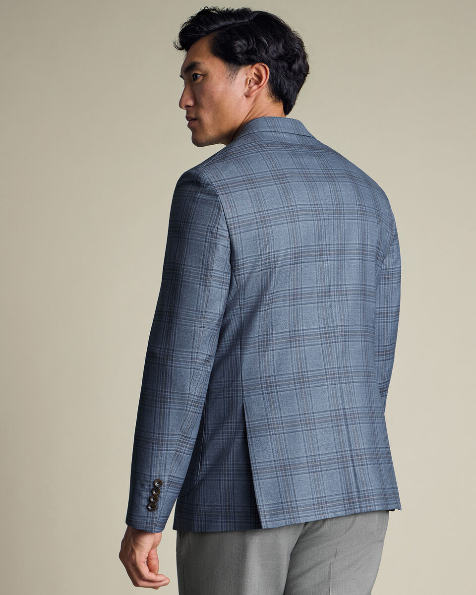 Italian Luxury Check Jacket – Mid Blue