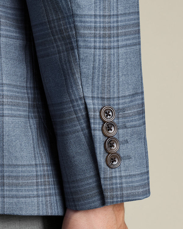 Italian Luxury Check Jacket – Mid Blue