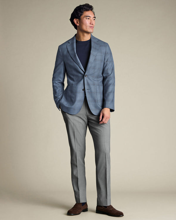 Italian Luxury Check Jacket – Mid Blue