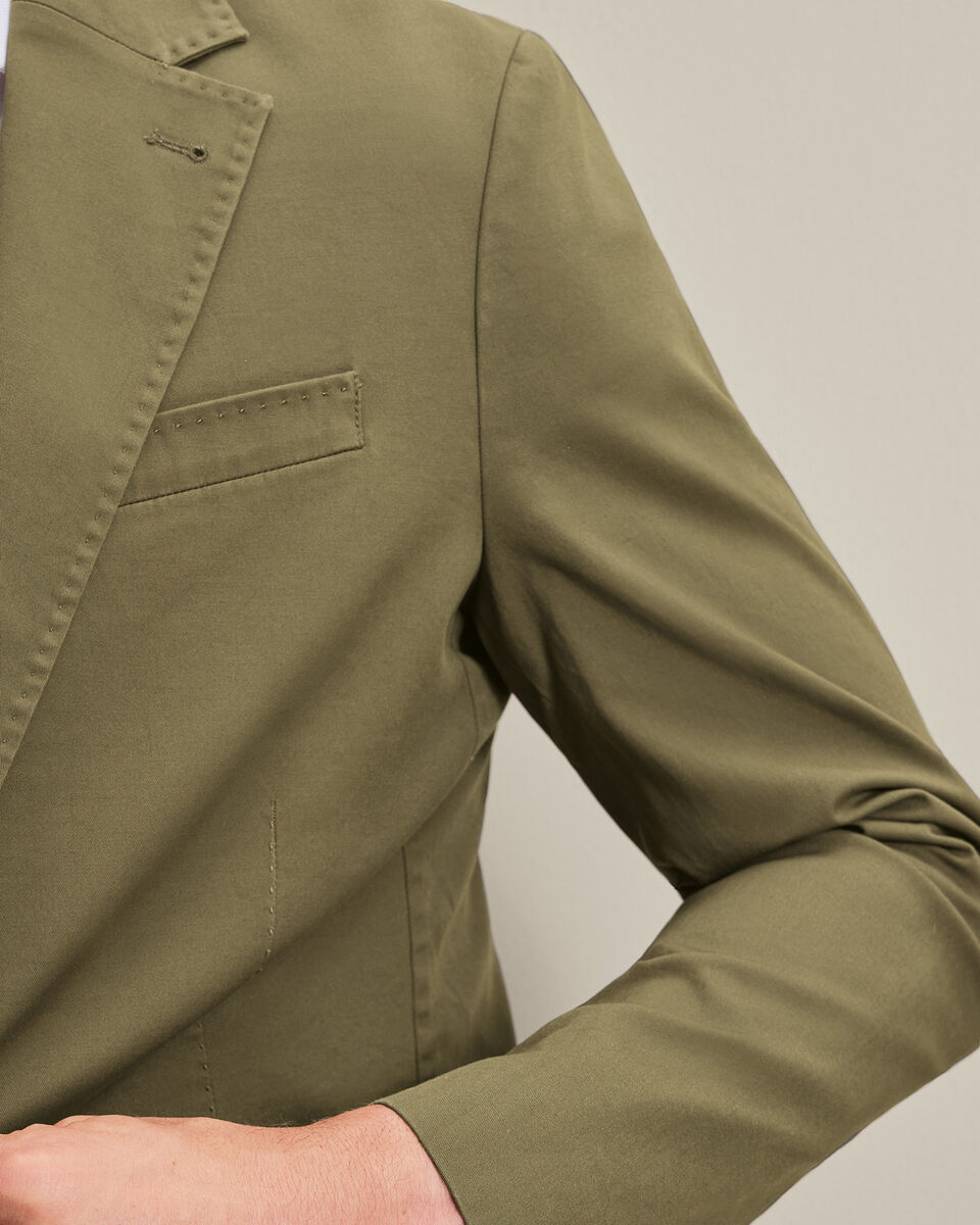 Cotton Stretch Jacket - Olive Green