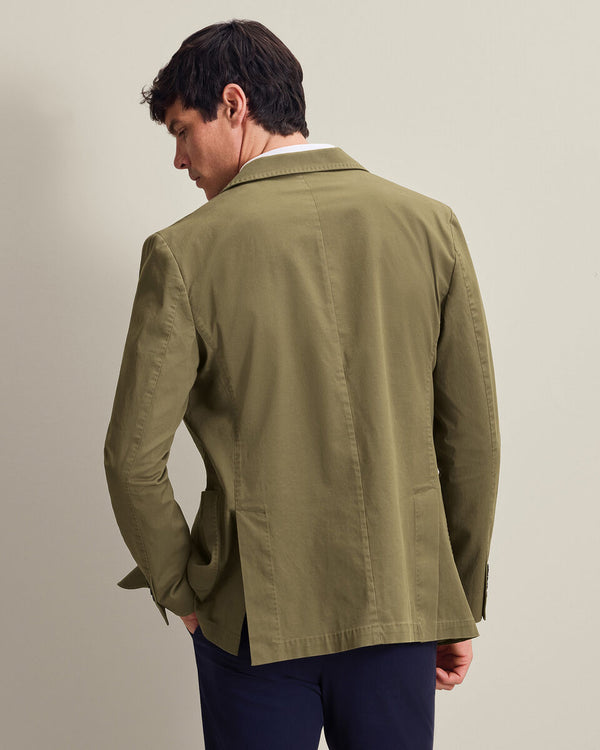 Cotton Stretch Jacket - Olive Green
