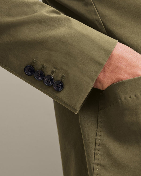 Cotton Stretch Jacket - Olive Green