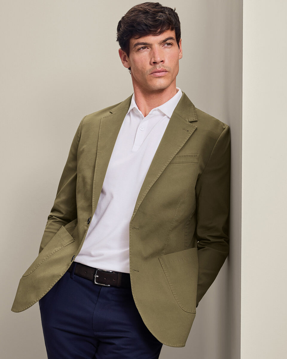 Cotton Stretch Jacket - Olive Green Main image
