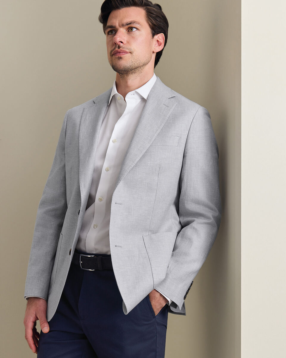Linen Cotton Jacket - Silver Grey Main image