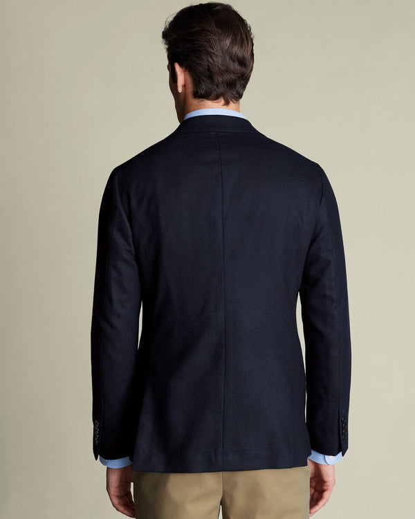 Unstructured Wool Twill Jacket - Navy
