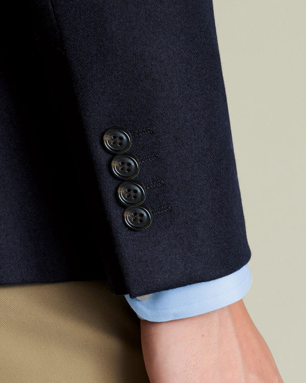 Unstructured Wool Twill Jacket - Navy