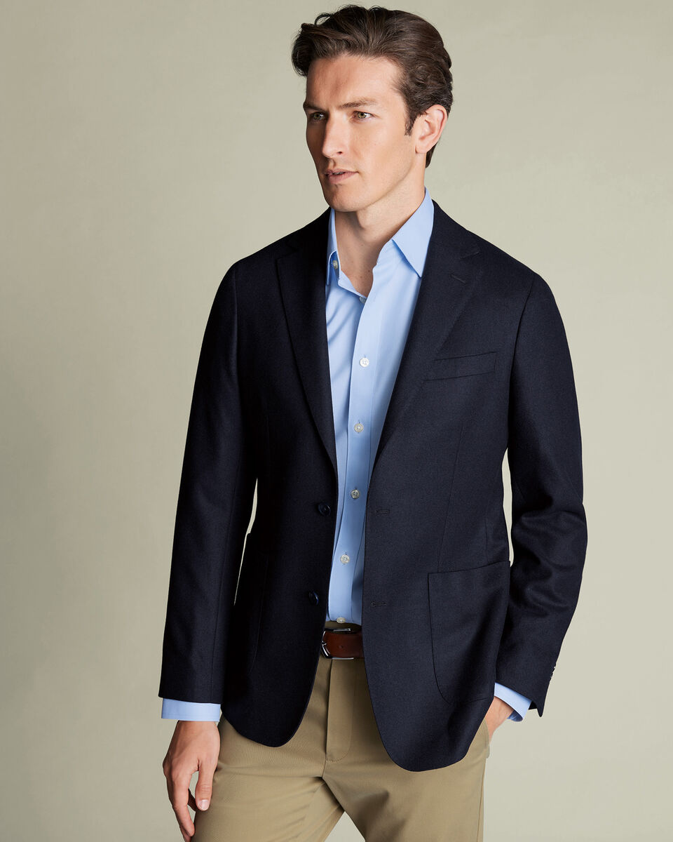 Unstructured Wool Twill Jacket - Navy Main image