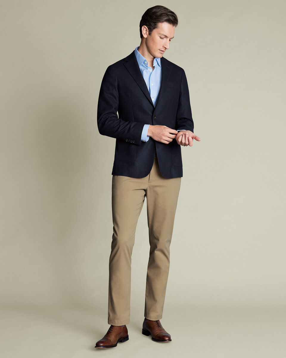 Unstructured Wool Twill Jacket - Navy