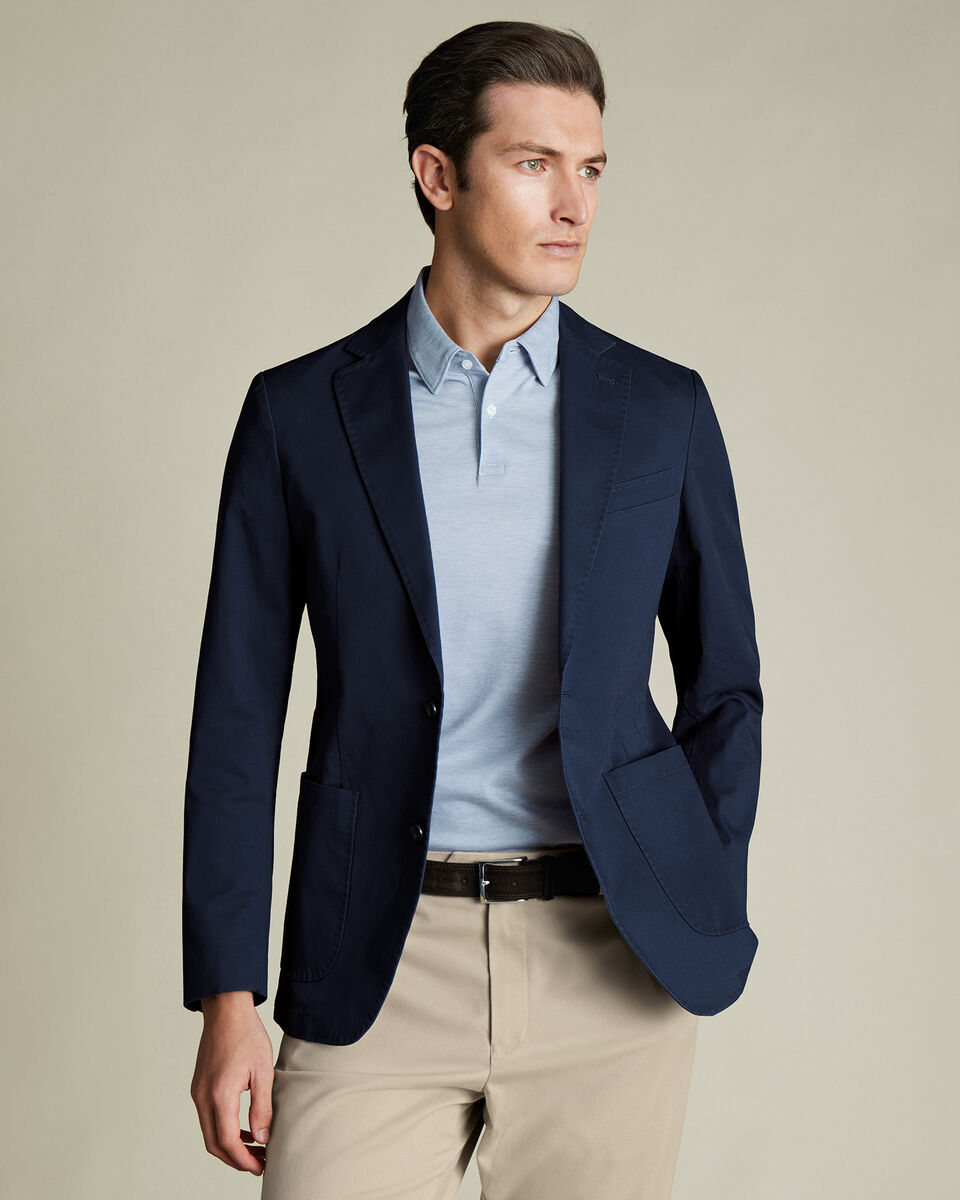 Cotton Stretch Jacket - Navy Main image