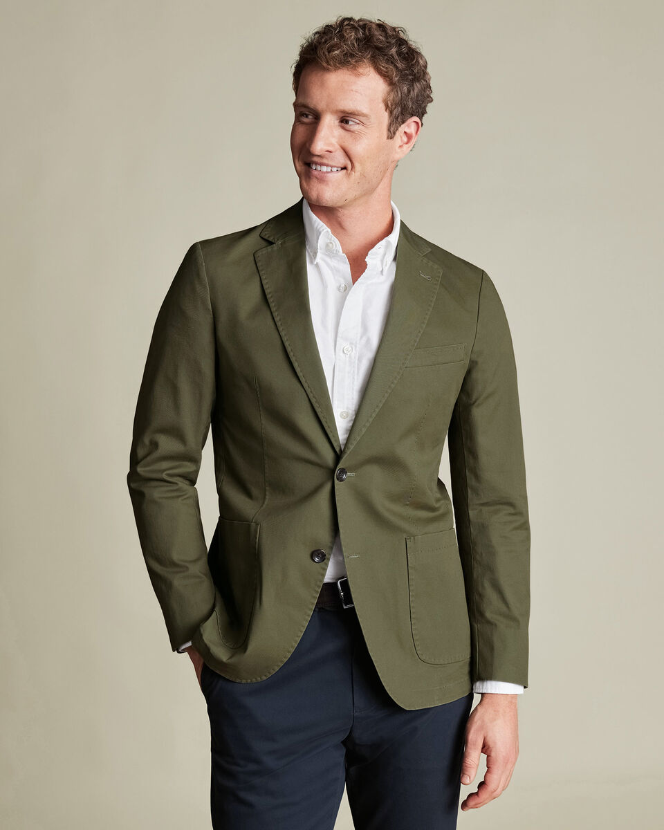 Cotton Stretch Jacket - Dark Olive Green Main image