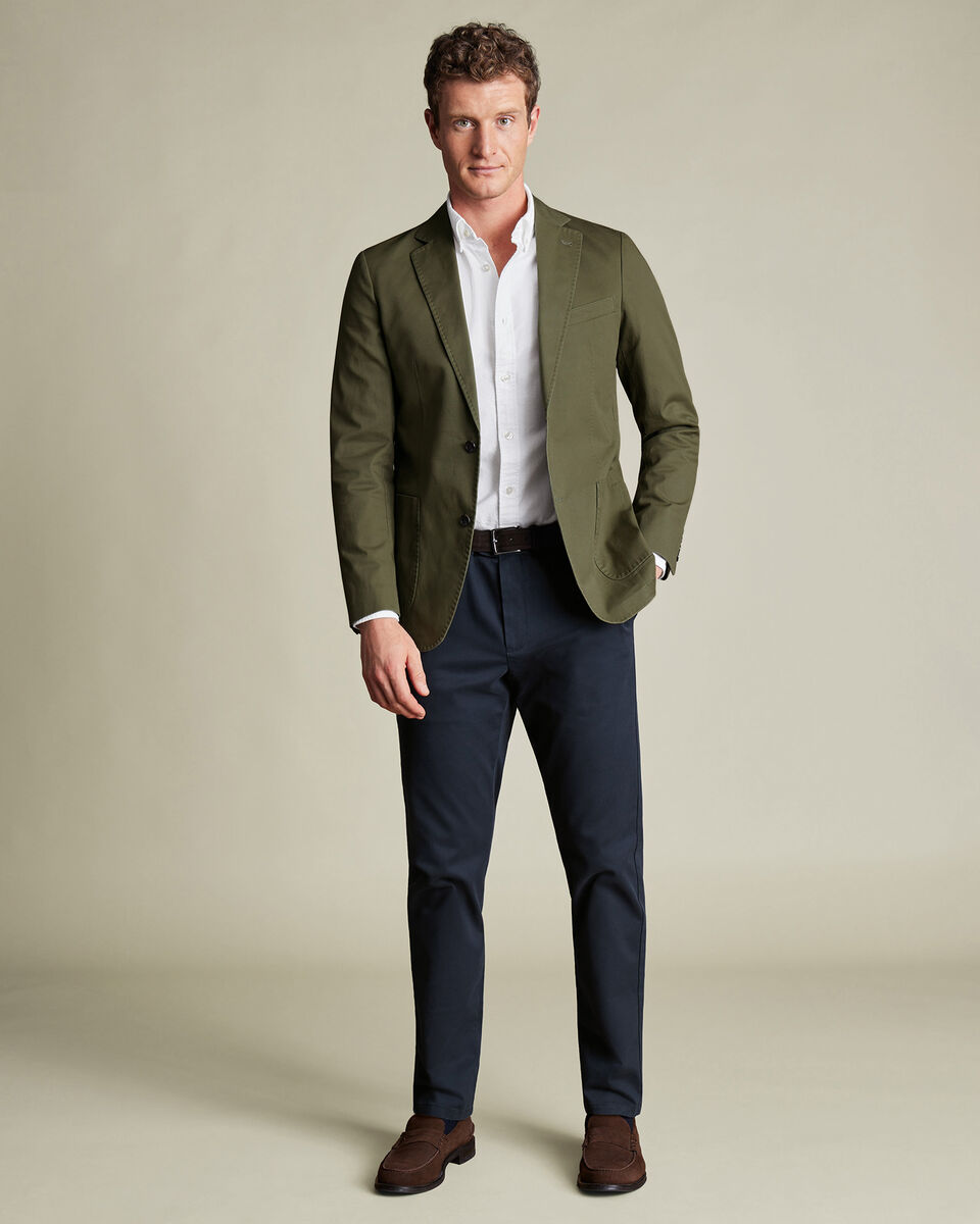 Cotton Stretch Jacket - Dark Olive Green