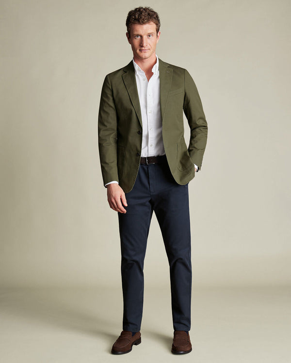 Cotton Stretch Jacket - Dark Olive Green