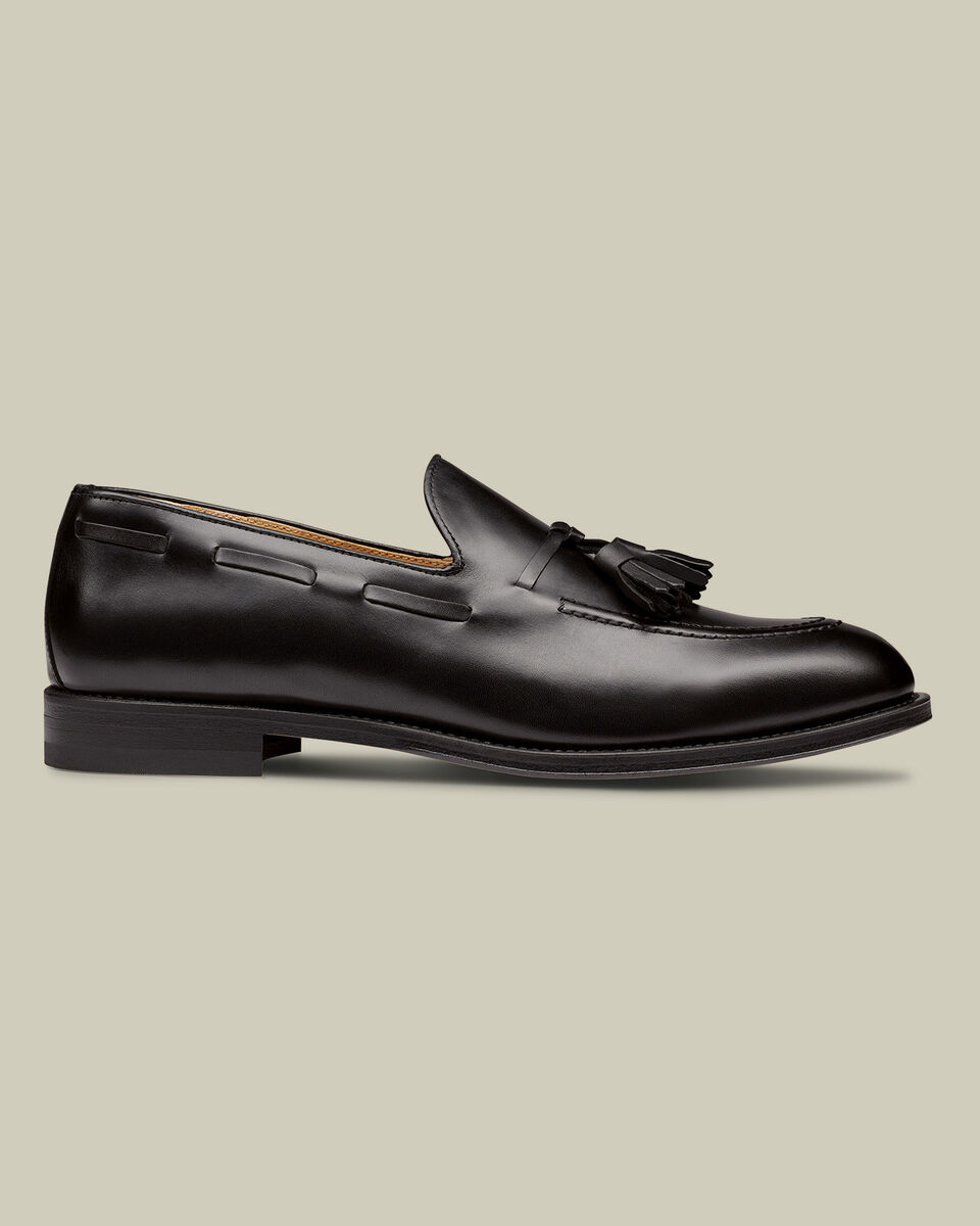 Leather Tassel Loafers - Black Main image