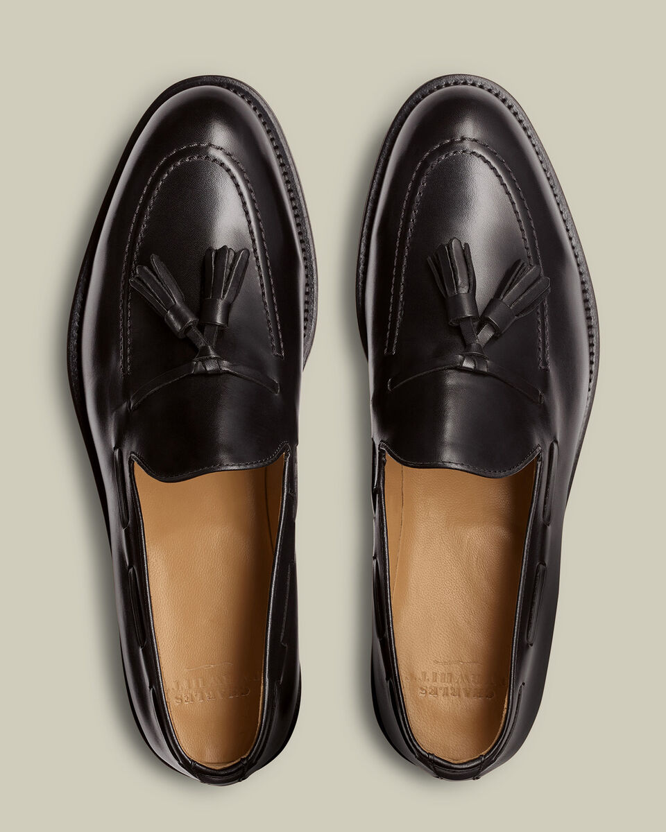 Leather Tassel Loafers - Black