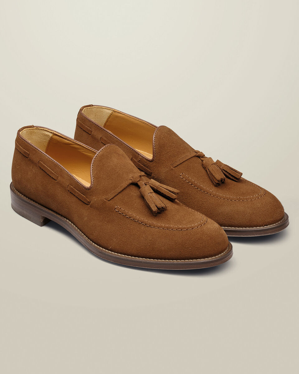 Suede Tassel Loafers - Chestnut Brown