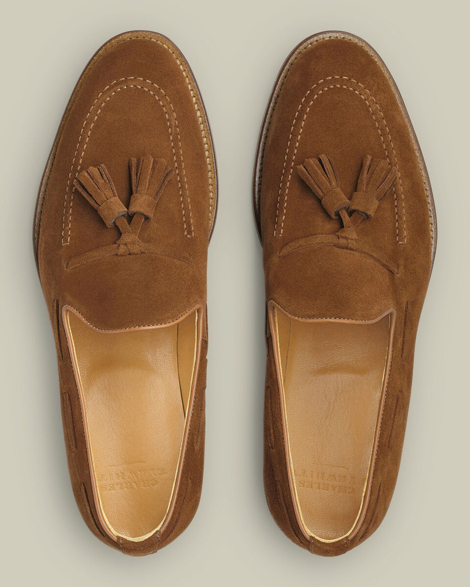 Suede Tassel Loafers - Chestnut Brown