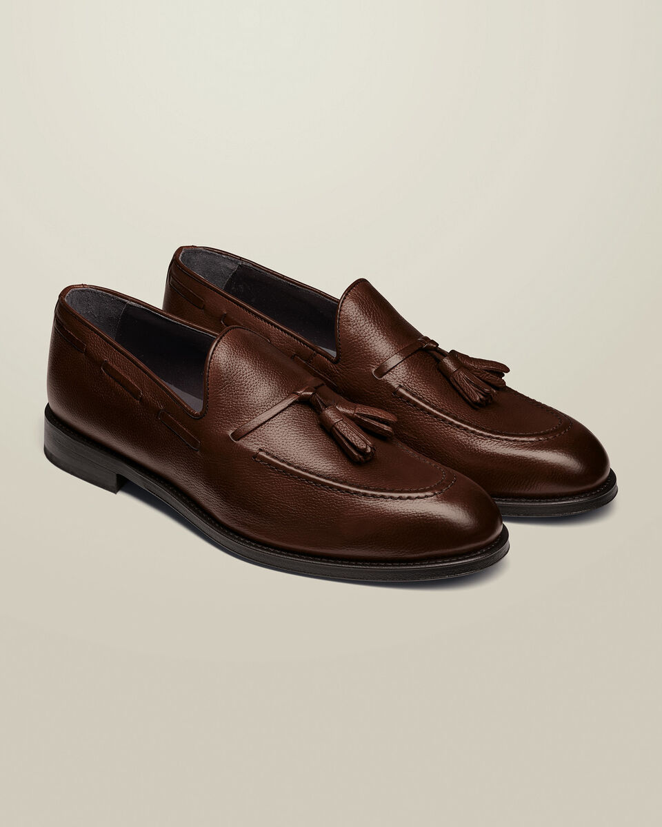 Grain Leather Tassel Loafers - Chocolate Brown