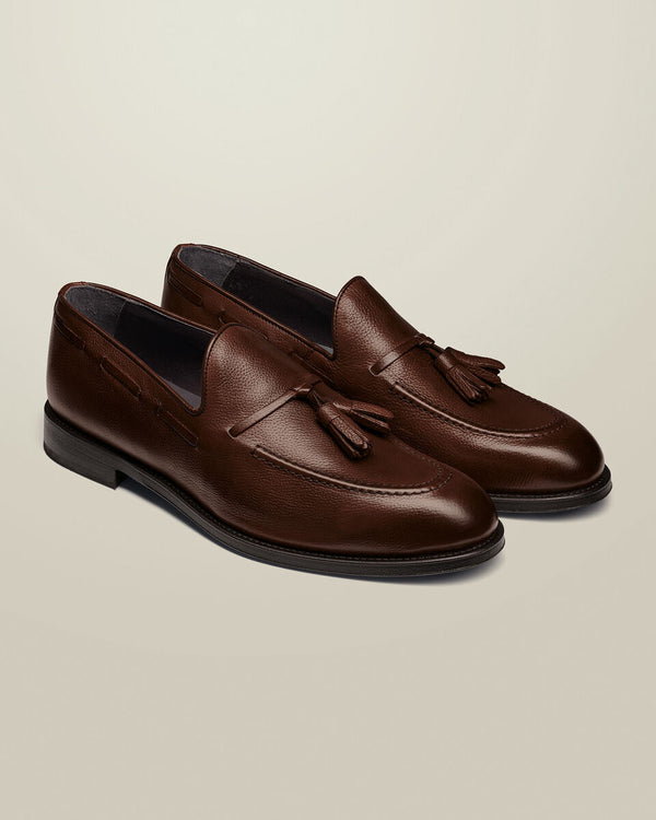 Grain Leather Tassel Loafers - Chocolate Brown