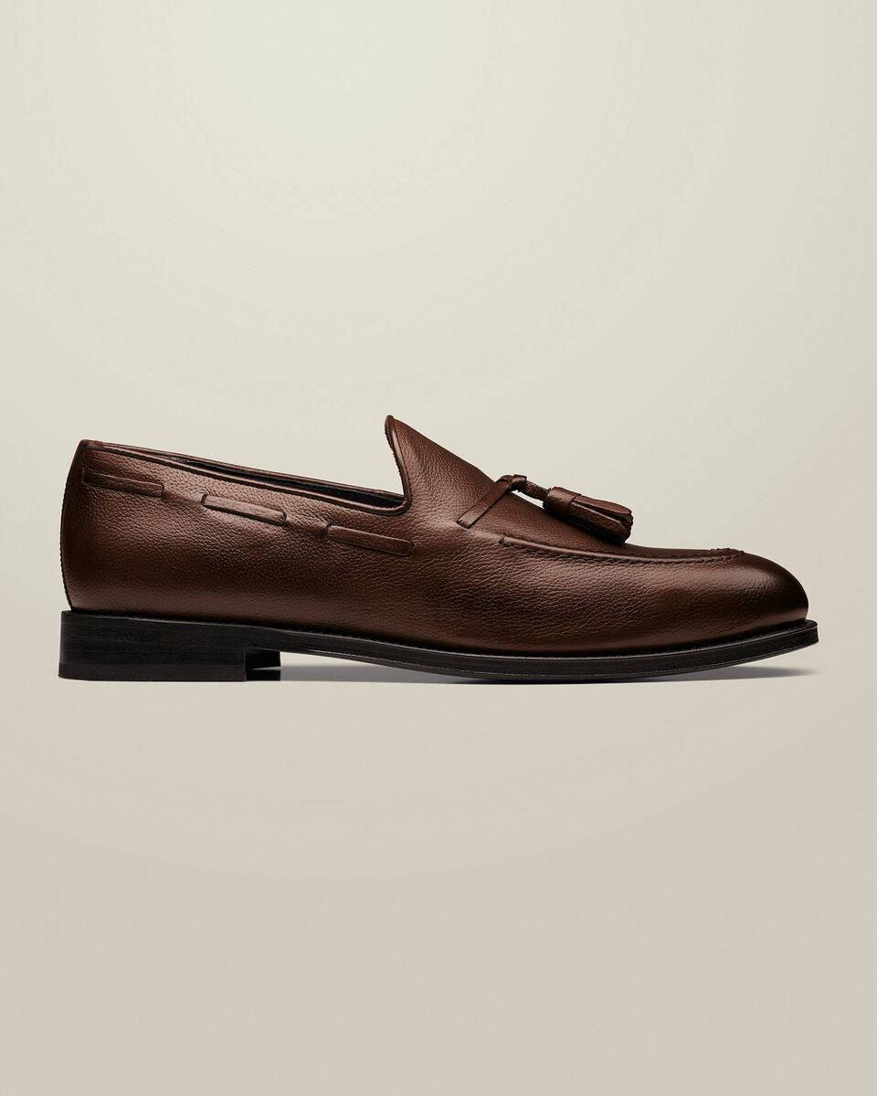 Grain Leather Tassel Loafers - Chocolate Brown