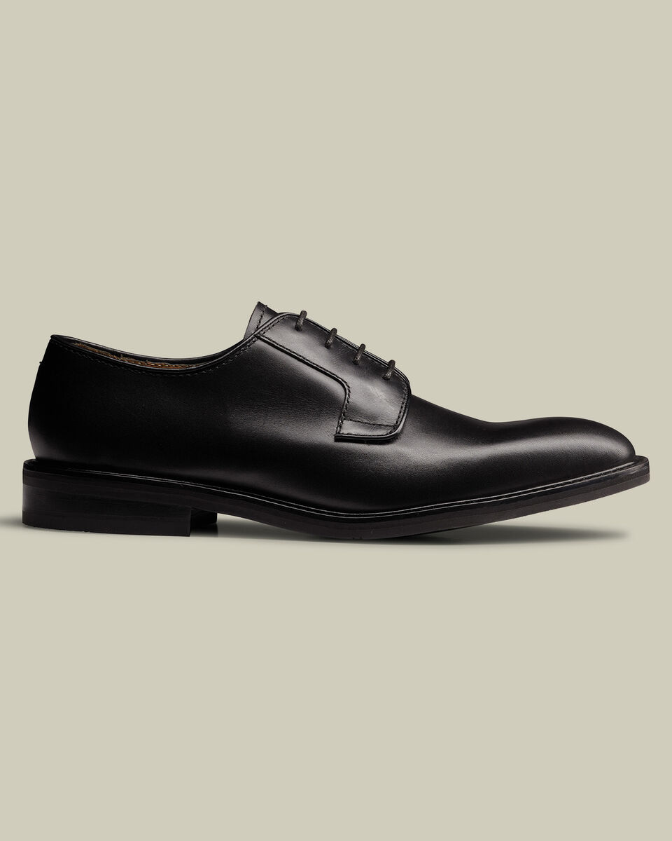 Leather Rubber Sole Derby Shoes - Black Main image