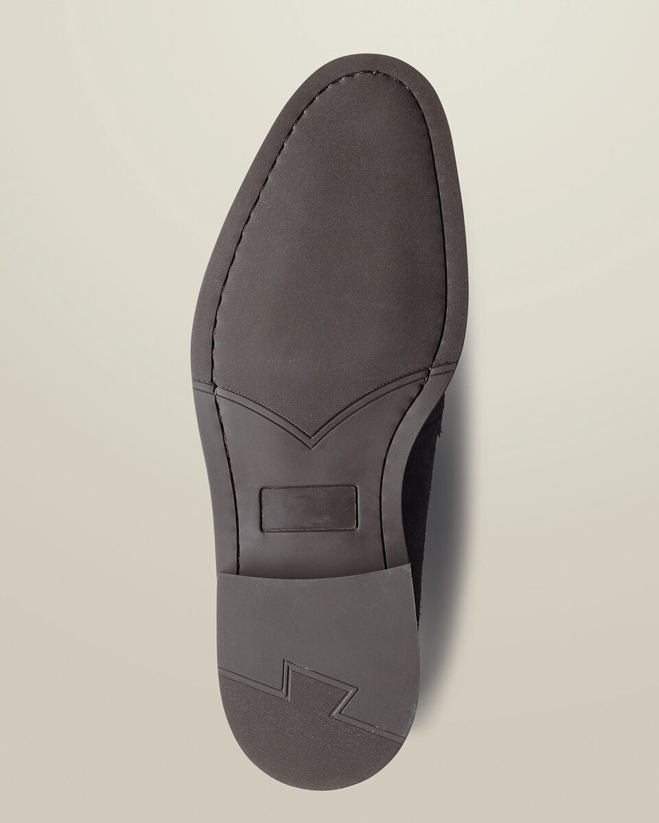 Leather Rubber Sole Suede Derby Shoes - Dark Chocolate