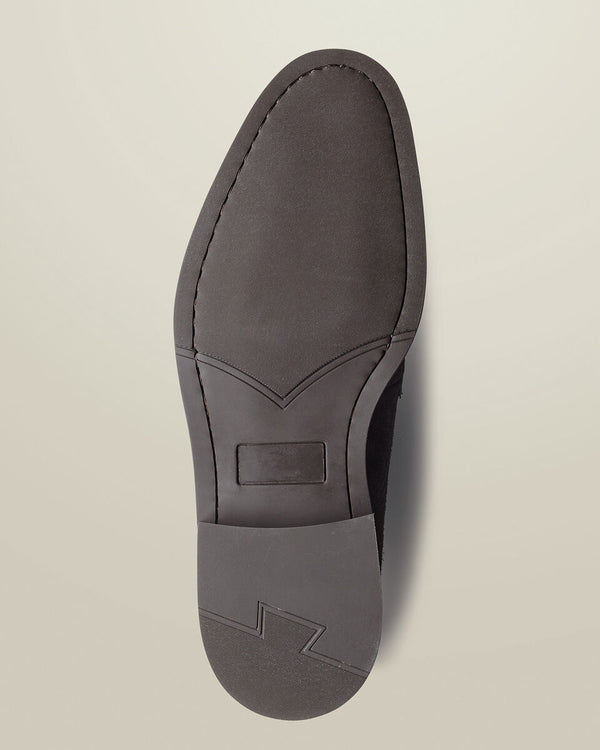 Leather Rubber Sole Suede Derby Shoes - Dark Chocolate