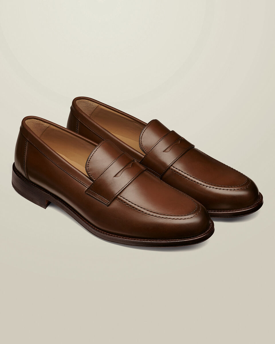 Leather Penny Loafers - Chestnut Brown Secondary image