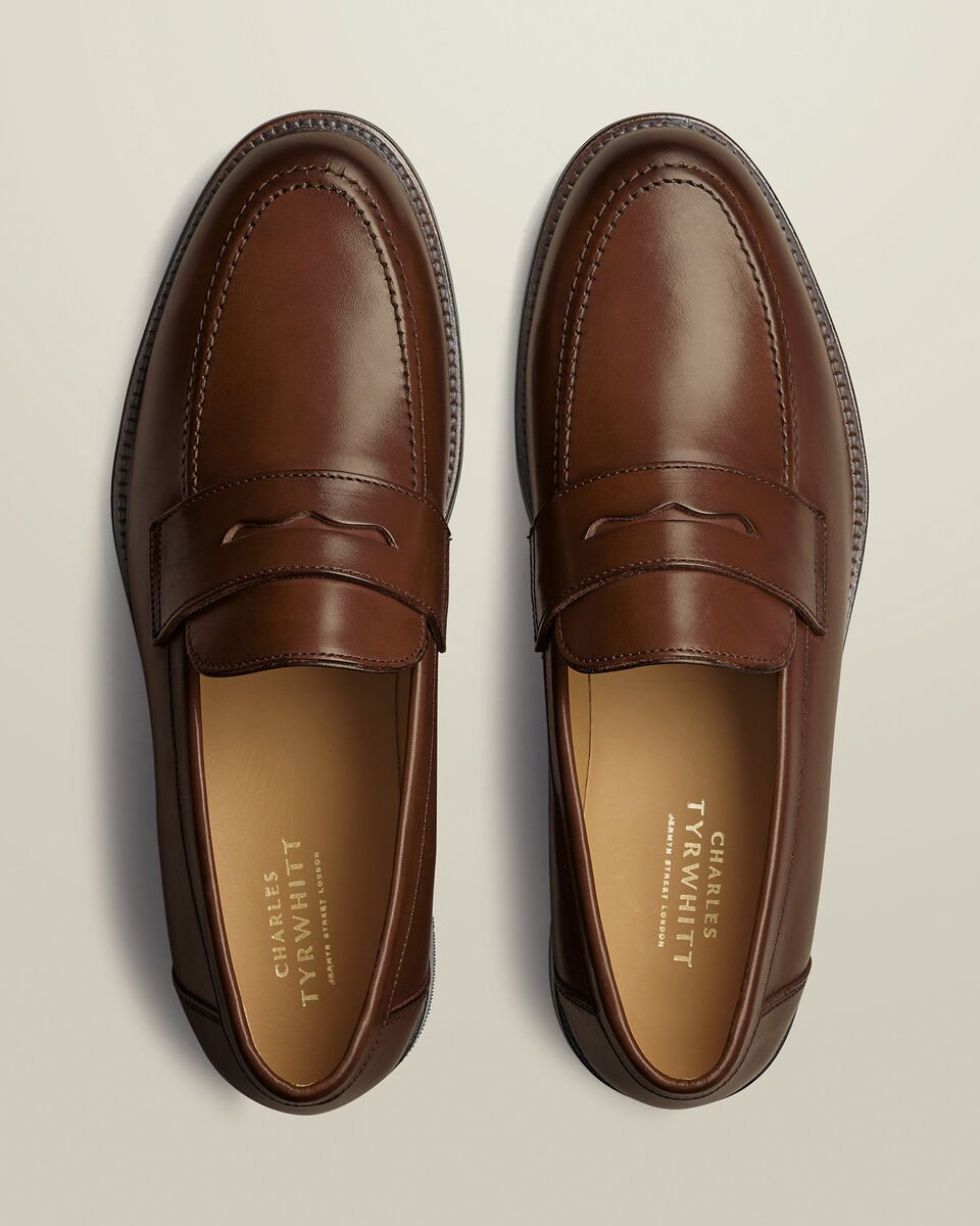 Leather Penny Loafers - Chestnut Brown