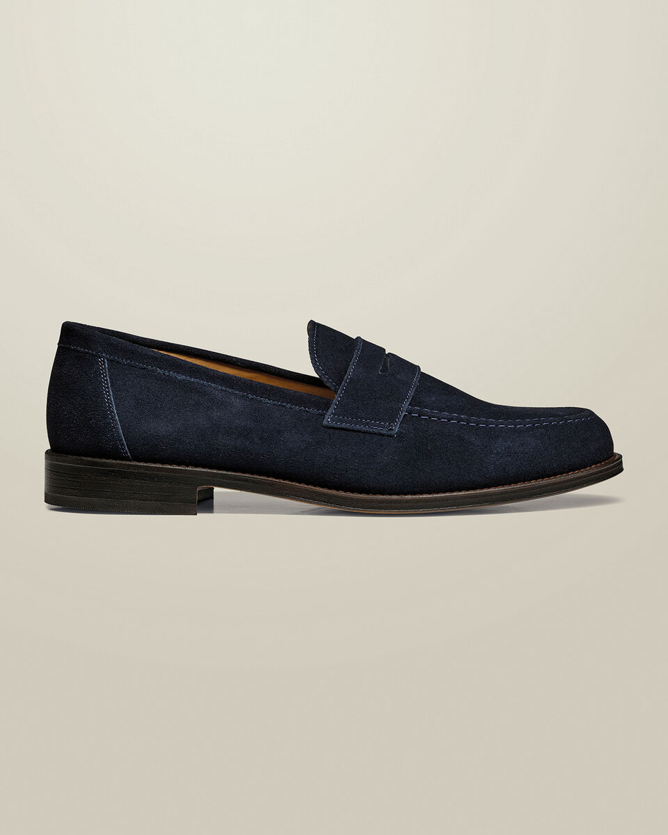 Suede Penny Loafers - Navy Main image