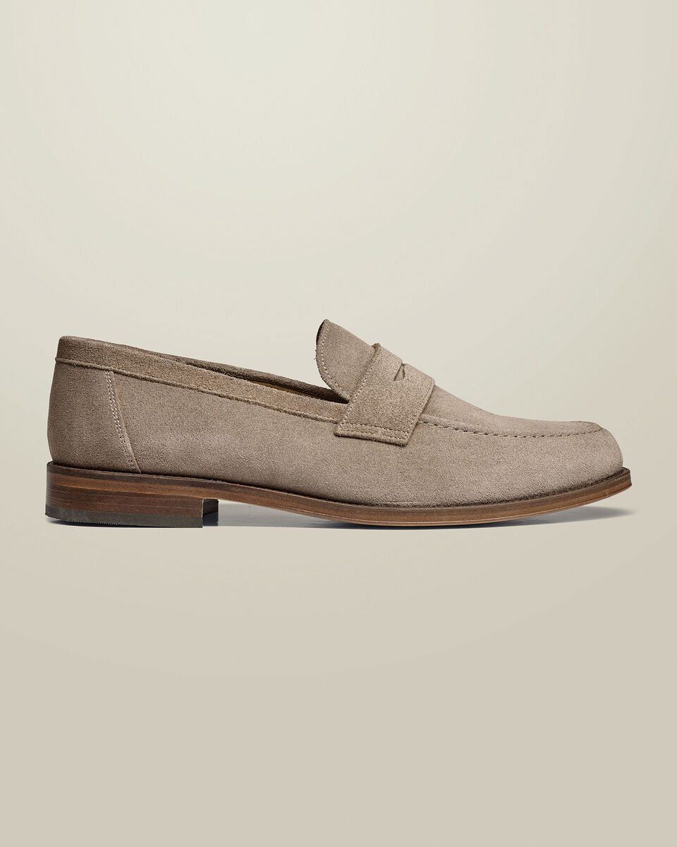 Suede Penny Loafers - Stone Main image