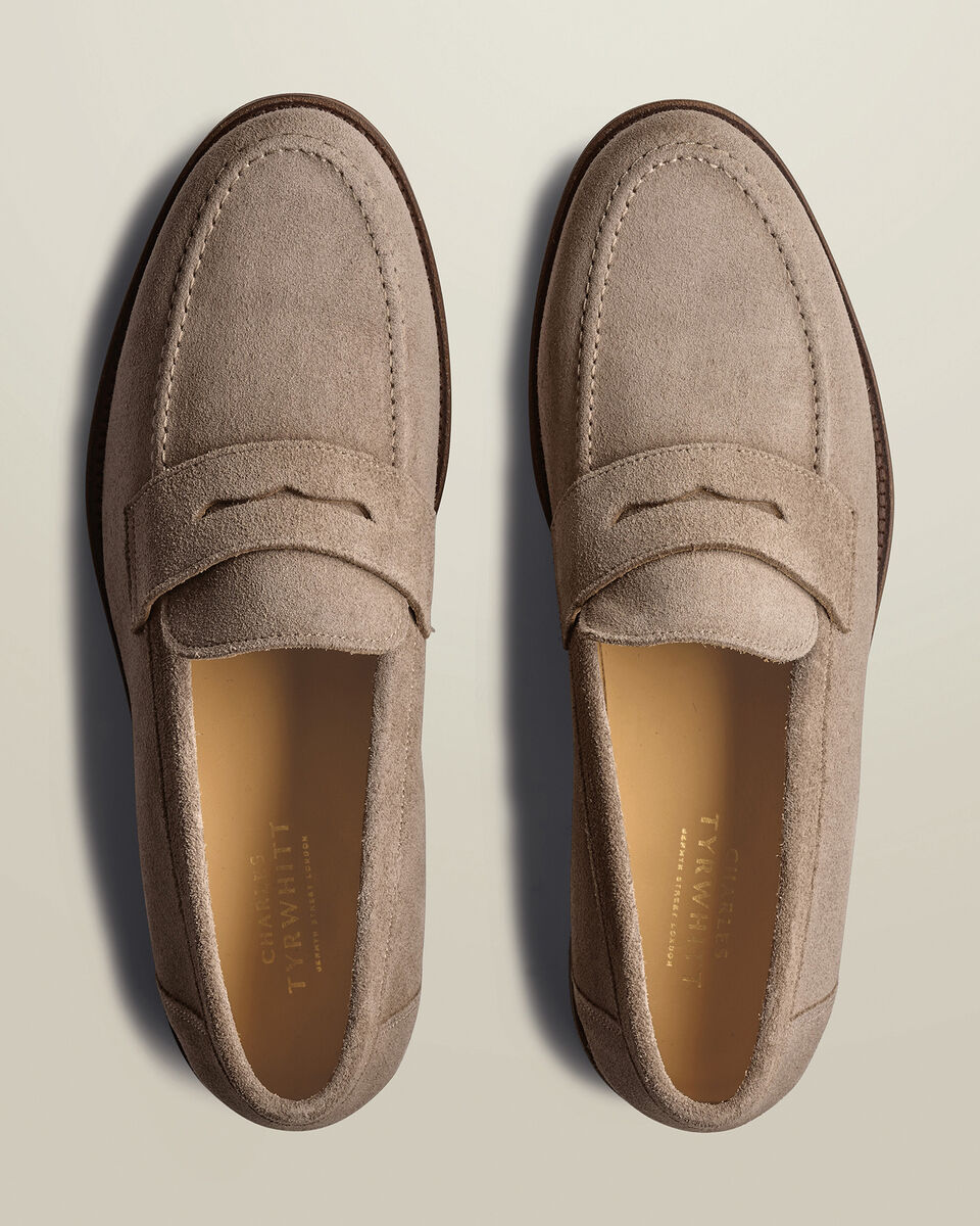 Suede Penny Loafers - Stone