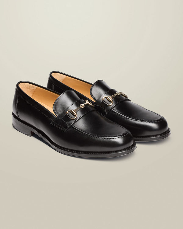 Leather Buckle Loafers - Black