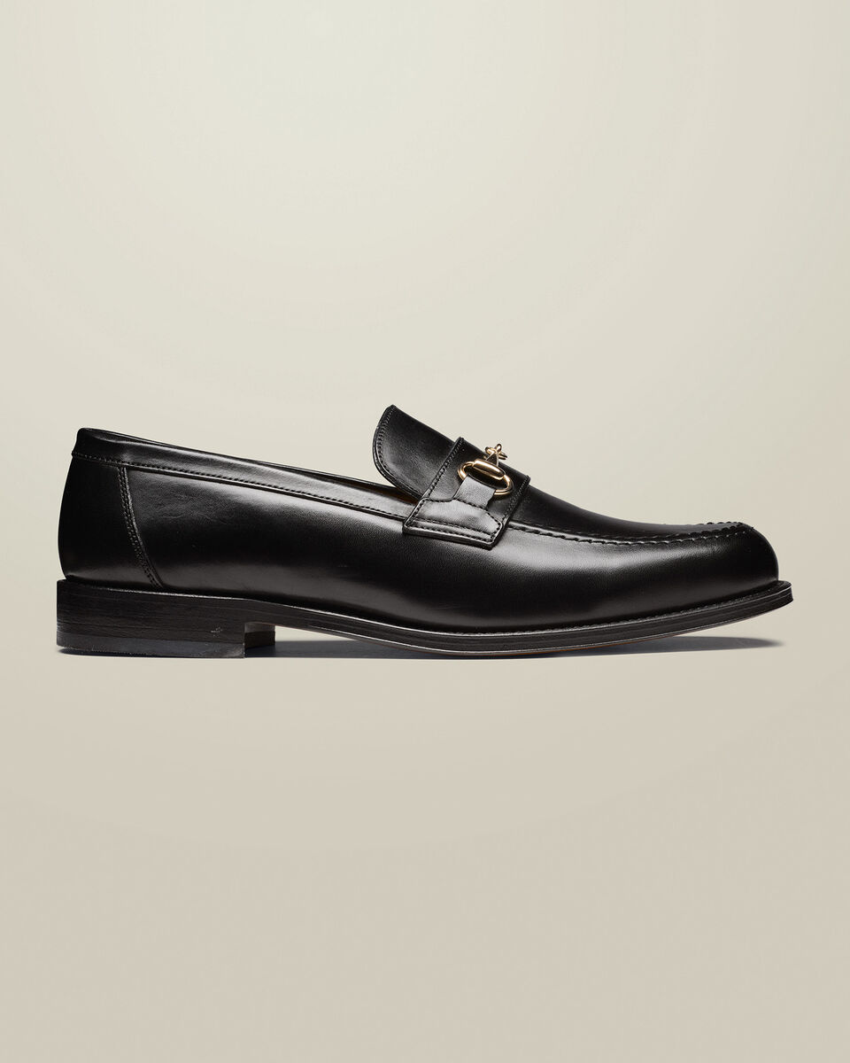 Leather Buckle Loafers - Black