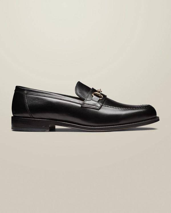 Leather Buckle Loafers - Black