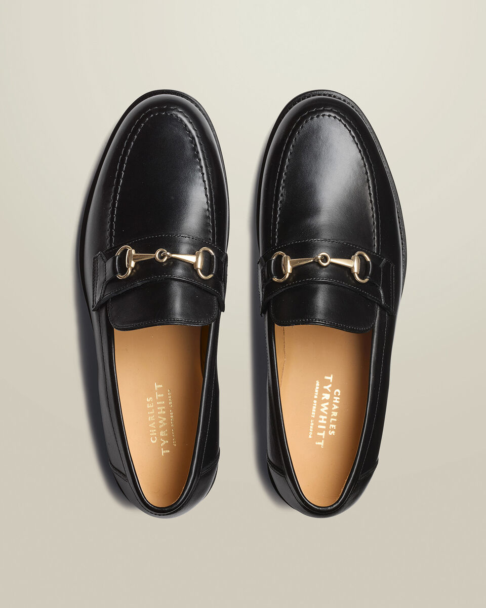 Leather Buckle Loafers - Black