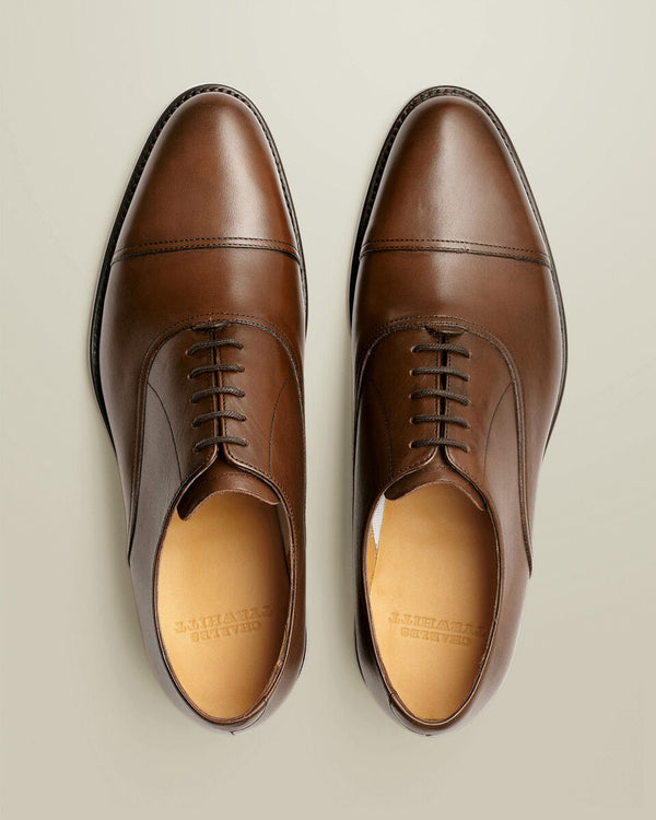 Leather Oxford Shoes - Dark Tan