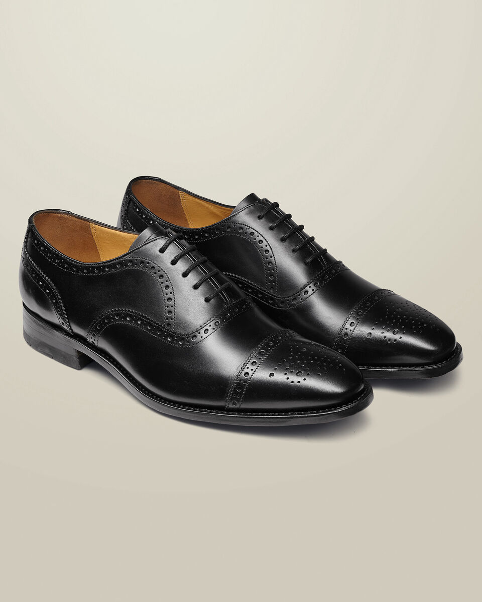 Leather Oxford Brogue Shoes - Black Secondary image