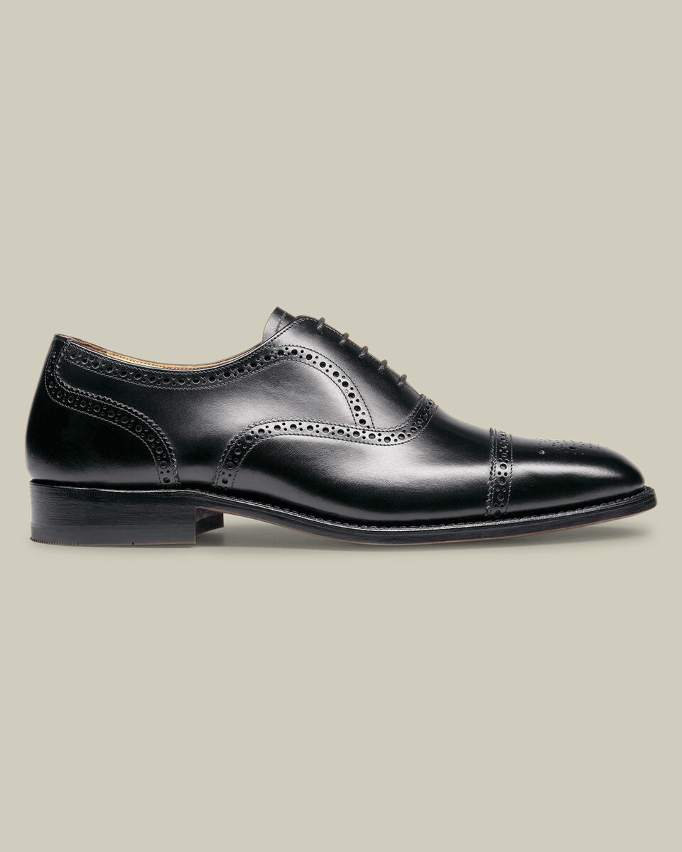 Leather Oxford Brogue Shoes - Black