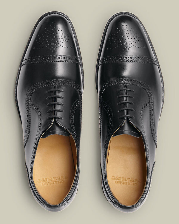 Leather Oxford Brogue Shoes - Black