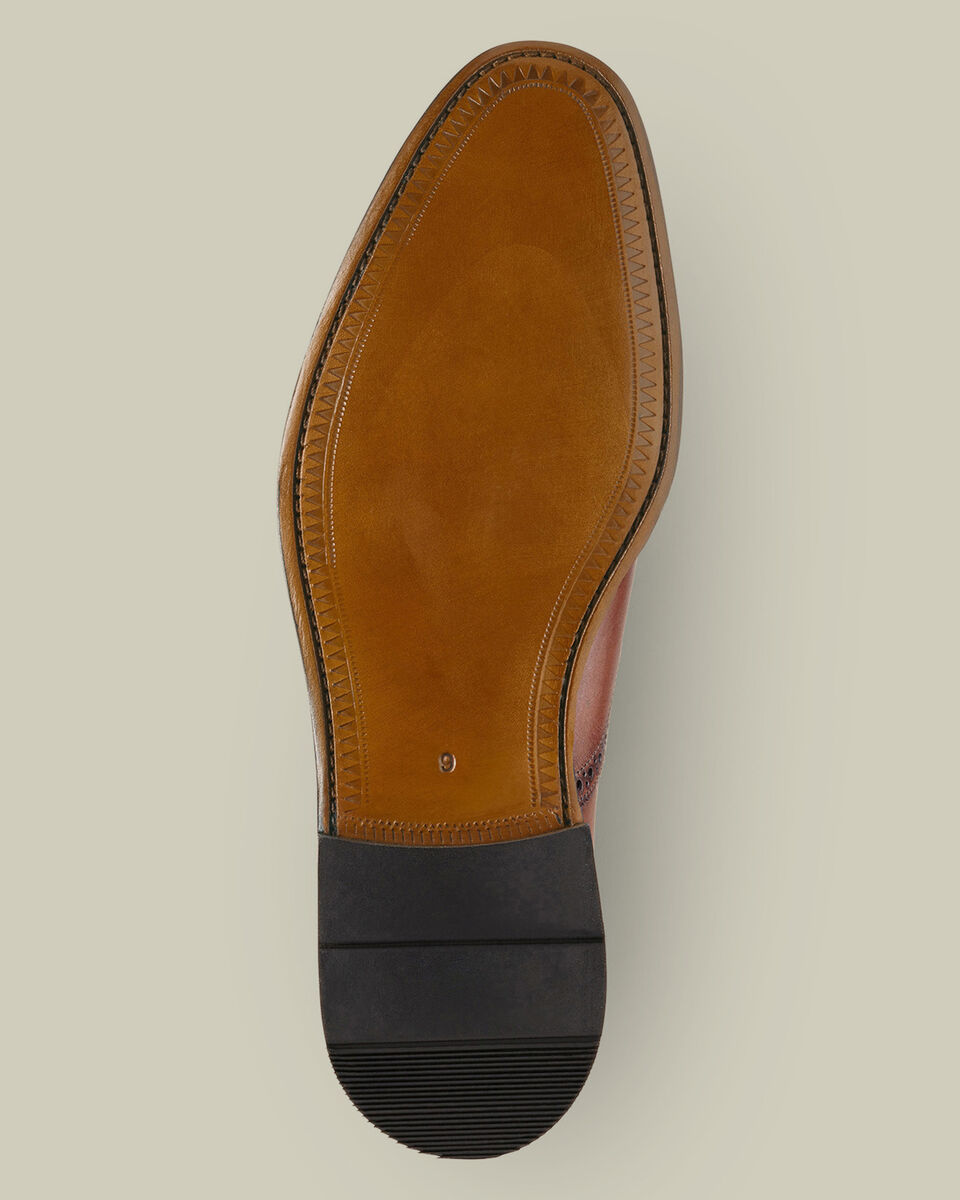 Leather Oxford Brogue Shoes - Dark Tan