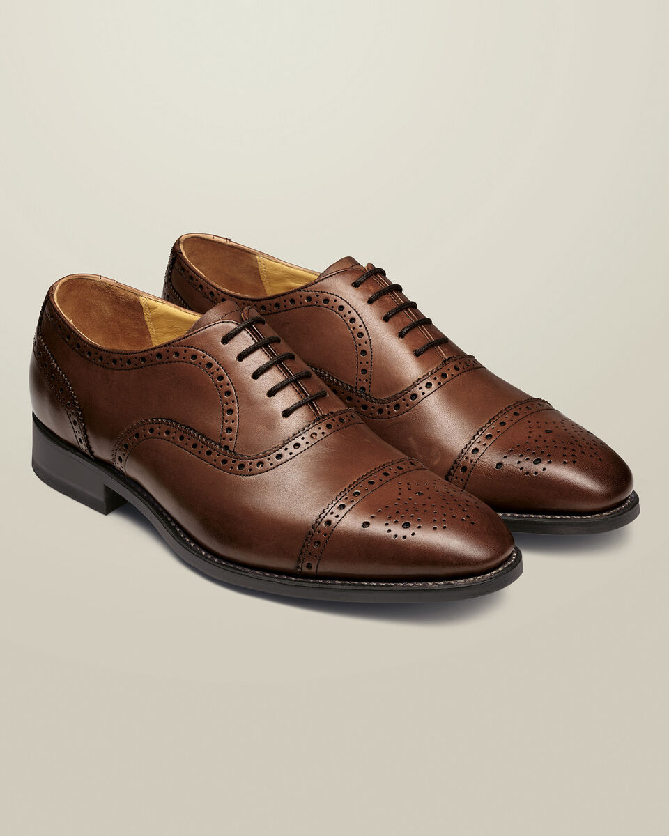 Leather Oxford Brogue Shoes - Dark Tan Secondary image